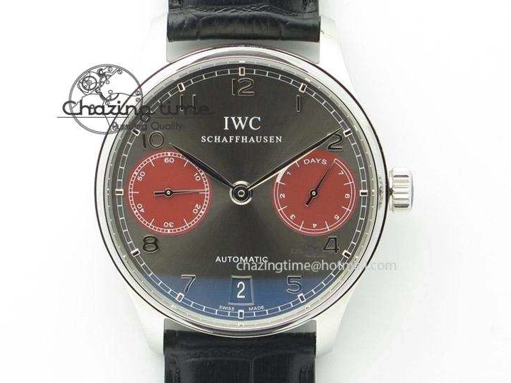 MIROTIME 0120 Portuguese Real PR IW500126 ZF 1:1 Best Edition Grey Red Dial On Black Leather Strap A52010 V Resilient 7333